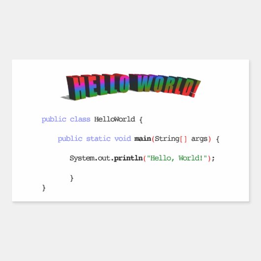 Hello World Geek grüßen Java Rechteckiger Aufkleber (Vorderseite)