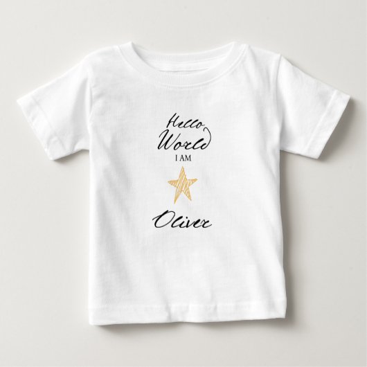 Hello World I am..., Personalized Name Kids Shirt (Vorderseite)