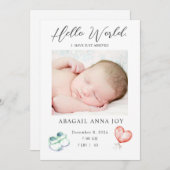 Hello World I just Arrived Baby Ankündigung (Vorne/Hinten)