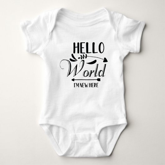 "Hello World i m new here" Funny Baby Bodysuit Baby Strampler (Vorderseite)