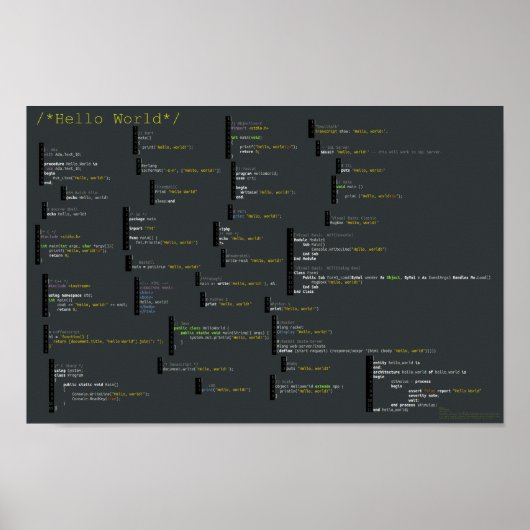Hello World in 34 Sprachen Poster (Vorne)