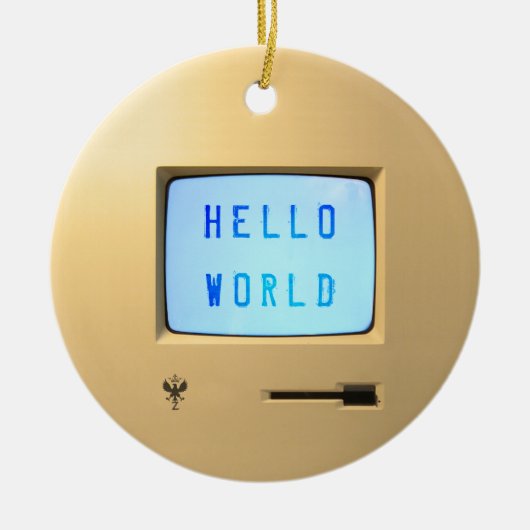 Hello World Keramik Ornament (Vorne)