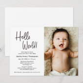 Hello World Modern Photo Meet & greet Baby Shower Einladung (Vorne/Hinten)