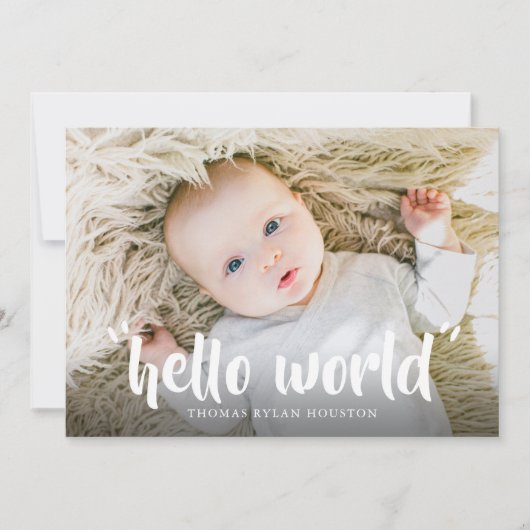 Hello World New Baby Birth Ankündigung (Vorderseite)