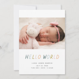 Hello World New Baby Birth Announcement Card Ankündigung
