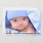 Hello World New Baby Modern Announccard Ankündigung (Vorderseite)