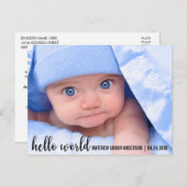 Hello World New Baby Moderne Ankündigung (Vorne/Hinten)