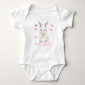 "Hello World" Niedlich Adorable Bunny Baby Strampler (Vorderseite)