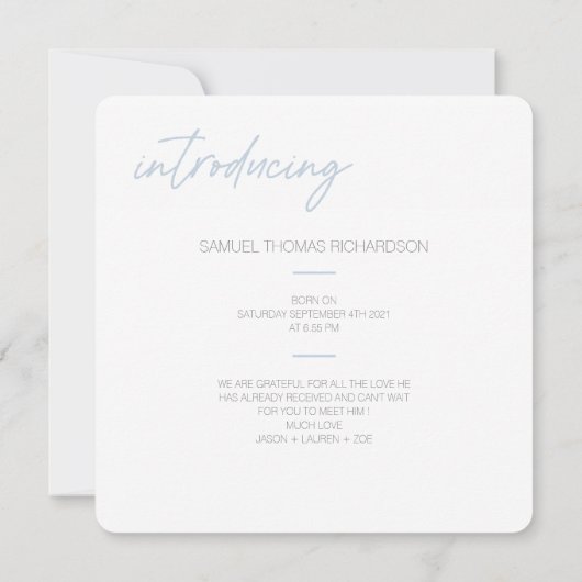 'Hello World' Pink Script - Baby Announccard (Rückseite)