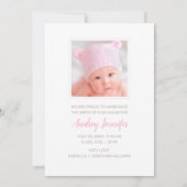 Hello World Pink Script Foto Baby Girl Birth Ankündigung (Rückseite)