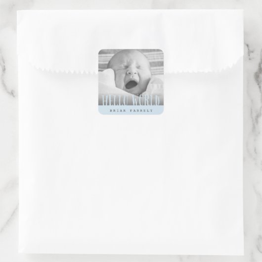 HELLO WORLD QUADRATISCHER AUFKLEBER (Tasche)