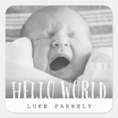 HELLO WORLD QUADRATISCHER AUFKLEBER (Vorderseite)