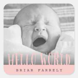 HELLO WORLD QUADRATISCHER AUFKLEBER