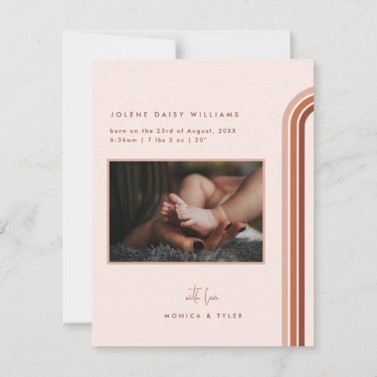 Hello World | Retro Boho Birth Ankündigung (Rückseite)