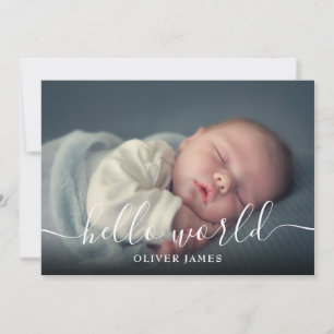 Hello World Script Baby Boy Blue Birth Ankündigung