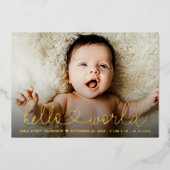 Hello World Script Kindergeburtsankung Foto Folieneinladung (Vorderseite)