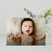 Hello World Script Kindergeburtsankung Foto Folieneinladung (Stehend vorne)