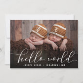 Hello World Stylish Calligraphy Twin Foto Collage Ankündigung (Vorderseite)