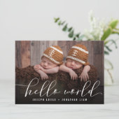 Hello World Stylish Calligraphy Twin Foto Collage Ankündigung (Stehend Vorderseite)