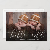 Hello World Stylish Calligraphy Twin Foto Collage Ankündigung (Vorne/Hinten)