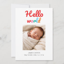 Hello World Thank You Birth Announcement Ankündigung