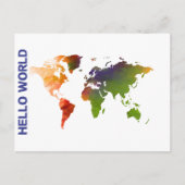 Hello World Watercolor Weltkarte Postkarte (Vorderseite)