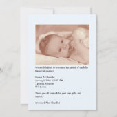 Hello World Your Text and Baby Foto Blue Template Ankündigung (Rückseite)