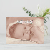Hello World Your Text and Baby Foto Pink Template Ankündigung (Stehend Vorderseite)