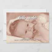 Hello World Your Text and Baby Foto Template Ankündigung (Vorderseite)