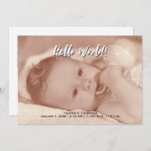Hello World Your Text and Baby Foto Template Ankündigung (Vorne/Hinten)