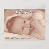 Hello World Your Text and Baby Foto Template Ankündigungspostkarte (Vorderseite)