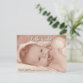 Hello World Your Text and Baby Foto Template Ankündigungspostkarte (Stehend Vorderseite)