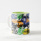 Hello World Zweifarbige Tasse (Vorderseite Links)