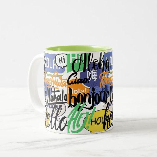 Hello World Zweifarbige Tasse (Vorderseite Links)