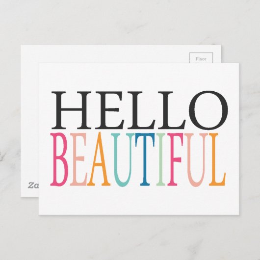 HELLO WUNDERSCHÖNE KOMPLIMENTE AUSDRÜCKE GEFÜHLE POSTKARTE (Vorne/Hinten)