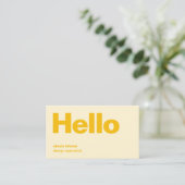 Hello Yellow Retro Modern Minimum Stylish Trendy Visitenkarte (Stehend Vorderseite)