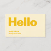 Hello Yellow Retro Modern Minimum Stylish Trendy Visitenkarte (Vorderseite)