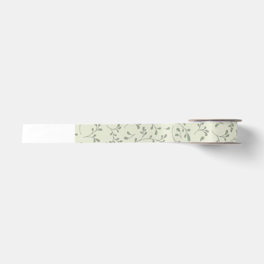 Hellolivgrünes botanisches Rebenmuster Satinband (Vorderseite)