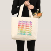 'Hellolovely.' Retro-gestreifte Ästhetik Jumbo Stoffbeutel (Vorderseite (Produkt))