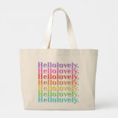 'Hellolovely.' Retro-gestreifte Ästhetik Jumbo Stoffbeutel (Rückseite)