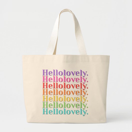'Hellolovely.' Retro-gestreifte Ästhetik Jumbo Stoffbeutel (Vorne)