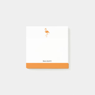 Hellorange auf weißem Flamingo & Rahmen mit Namen Post-it Klebezettel