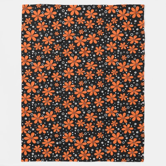 Hellorange Blume auf schwarzem Hintergrund mit w Fleecedecke (Vorderseite)
