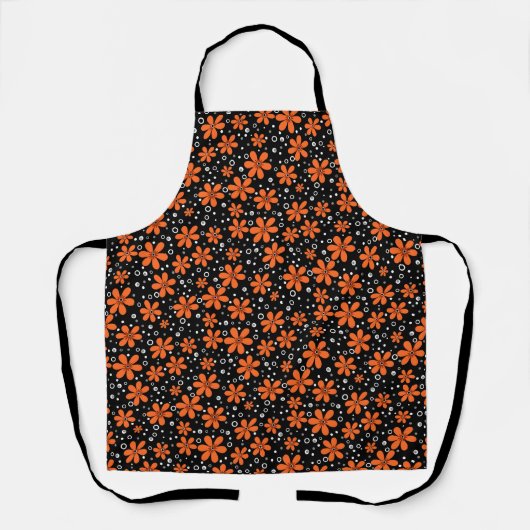 Hellorange Blume auf schwarzem Hintergrund mit w Schürze (Vorderseite)