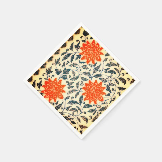 Hellorange Blume Chinesisches Muster Serviette (Ecke)