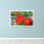 Hellorange Blume Leinwanddruck (Insitu (Holzboden))