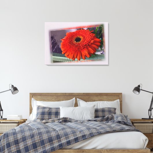 Hellorange Blüte Leinwanddruck (Insitu (Schlafzimmer))