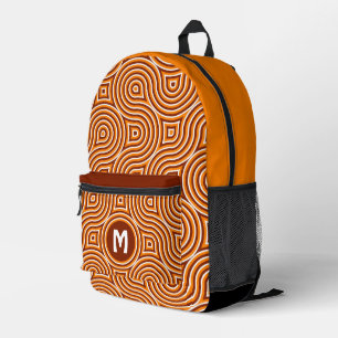 Hellorange Dunkelbraun Weiß Mittelalterliches Must Bedruckter Rucksack