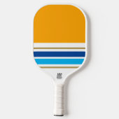 Hellorange-gelbe, blaue Streifen Pickleball Schläger (Rückseite)