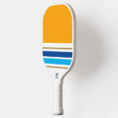 Hellorange-gelbe, blaue Streifen Pickleball Schläger (Links)